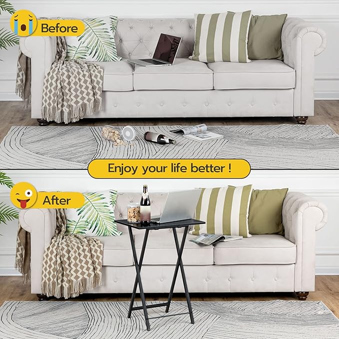 HOOBRO Folding TV Tray Tables, Industrial Side Table - Image 7