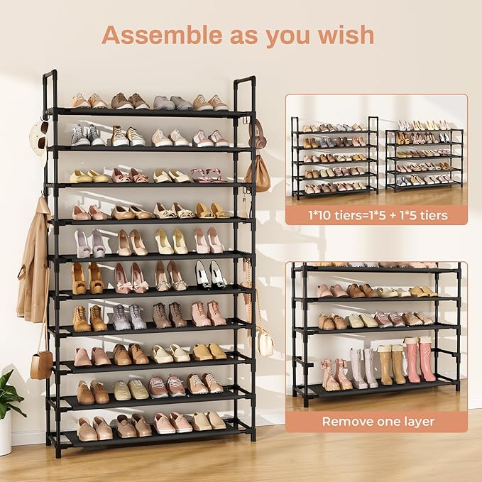Tall Shoe Rack 10 Tier Shoe Organizer Large Shoe Shelf - Image 6