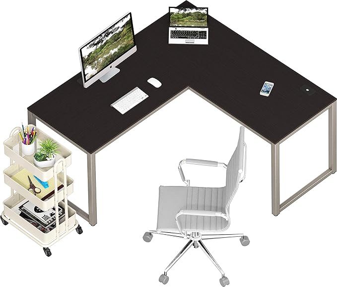 SHW 55 x 60 Inches Commercial-Grade L-Shape Corner Office Computer Desk - Image 5