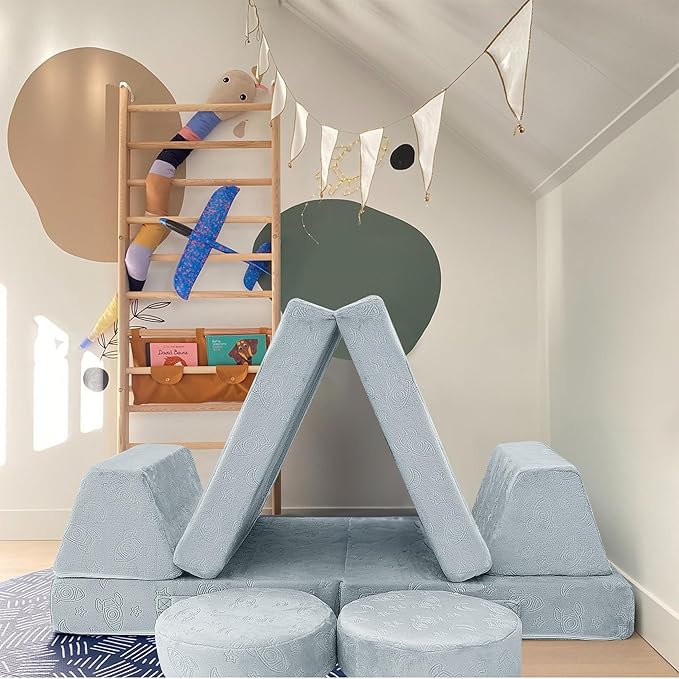 MeMoreCool Modular Kids Play Couch Sofa, and Moon Patterns - Image 2