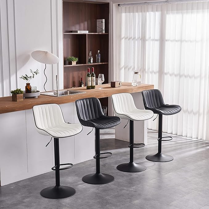 YOUNIKE Black Bar Stools Set of 2 Kitchen Counter Height Barstools - Image 8