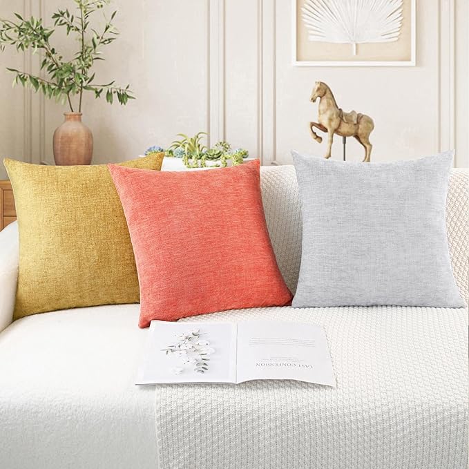 CaliTime Throw Pillow Covers Decorative 18 X 18 Inches Pack of 2 Cozy Chenille - Image 5
