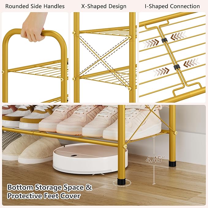 Hoctieon 4 Tier Mesh Style Shoe Rack, Entryway Shoe Shelf, Shoe Storage - Image 7