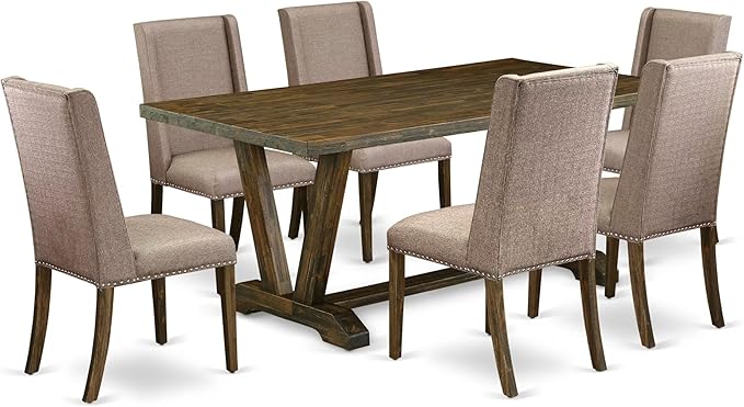 East West Furniture V777FL716-7 7 Piece Dining Room Table Set Consist of a by EastWestFurniture