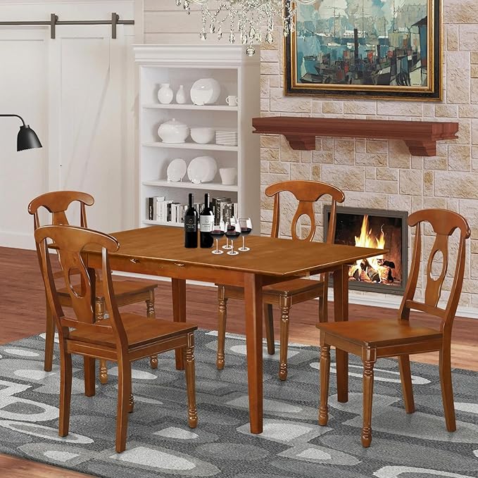 East West Furniture PSNA5-SBR-W 5 Piece Dining Room Furniture Set Includes a - Image 2