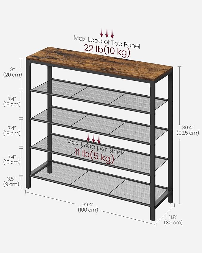 VASAGLE Shoe Rack, 5-Tier Shoe Storage Organizer - Image 3