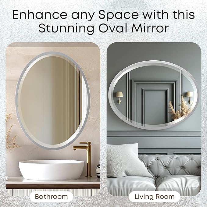 OVALCREST - Oval Wooden Beveled Wall Mirror - Image 7