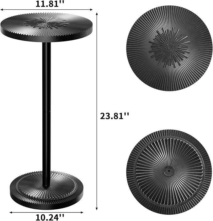 Carved Drink Table, Round Small Side Table - Image 2