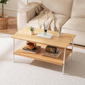Coffee Table with 2 Tier Storage- Farmhouse Bamboo Coffee Tables, Mid Century by Baveke