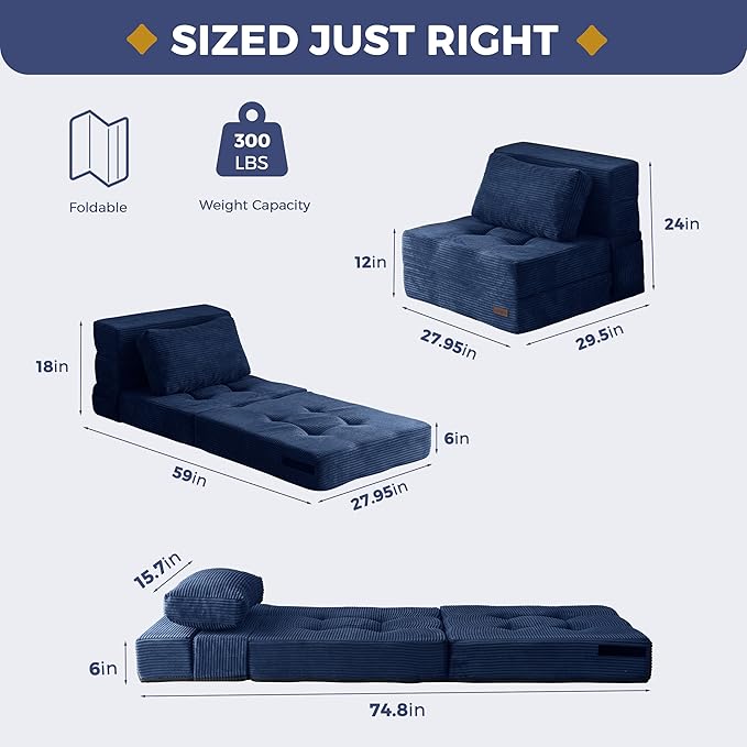 MAXYOYO Convertible Sofa Bed, Fold Out Single Sleeper Sofa - Image 2