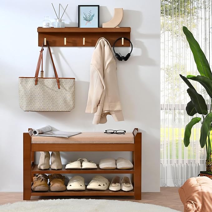 Shoe Rack for Front Door Entrance, 28” Entryway Bench - Image 8