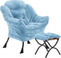 Lazy Chair with Folding Ottoman, Accent Chair Plush Upholstered with Metal by Youtanic