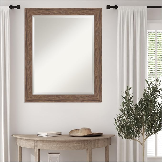 Amanti Art Brown Wall Mirror 27x33 Pia Medium Brown Rectangle Bathroom Mirror - Image 6