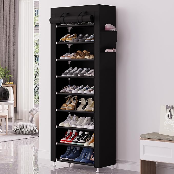 Calmootey 9 Tier Shoe Rack Organizer, Portable Shoe Shelf - Image 2