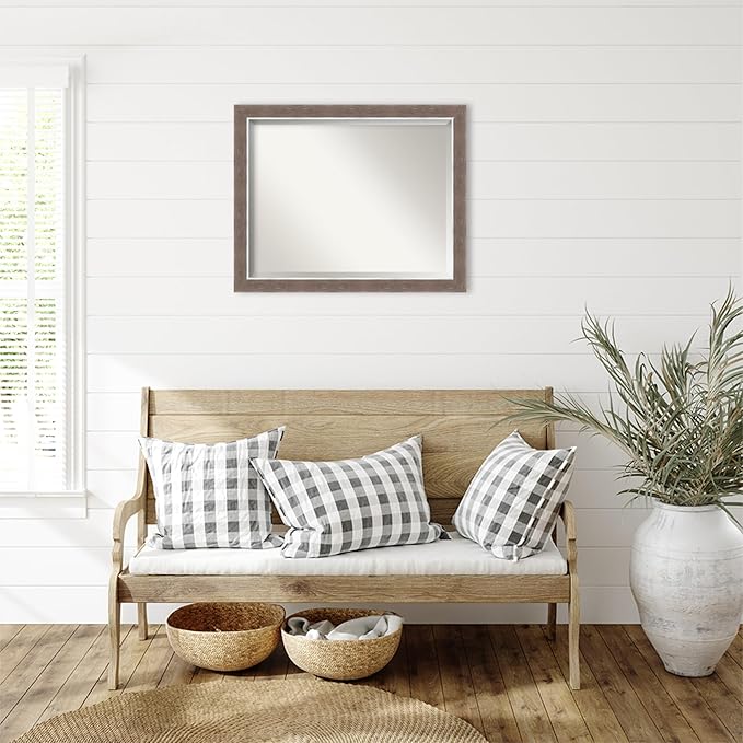 Amanti Art Brown Wall Mirror 26x32 Noble Mocha Rectangle Bathroom Mirror - Image 4