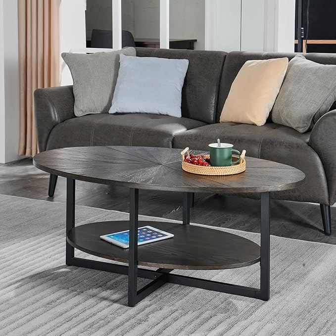 Solid Wood Oval Coffee Table - Image 8