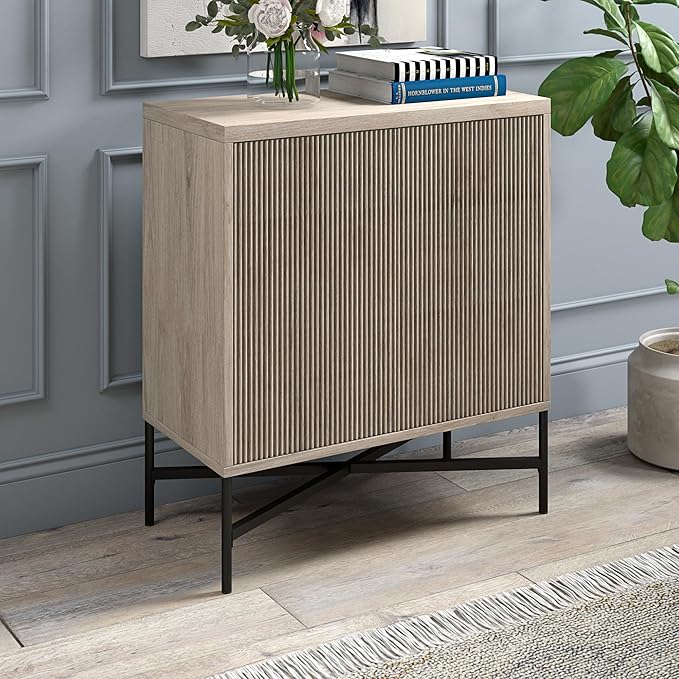 Henn&Hart 28" Wide Rectangular Accent Cabinet in Antiqued Gray Oak, - Image 2