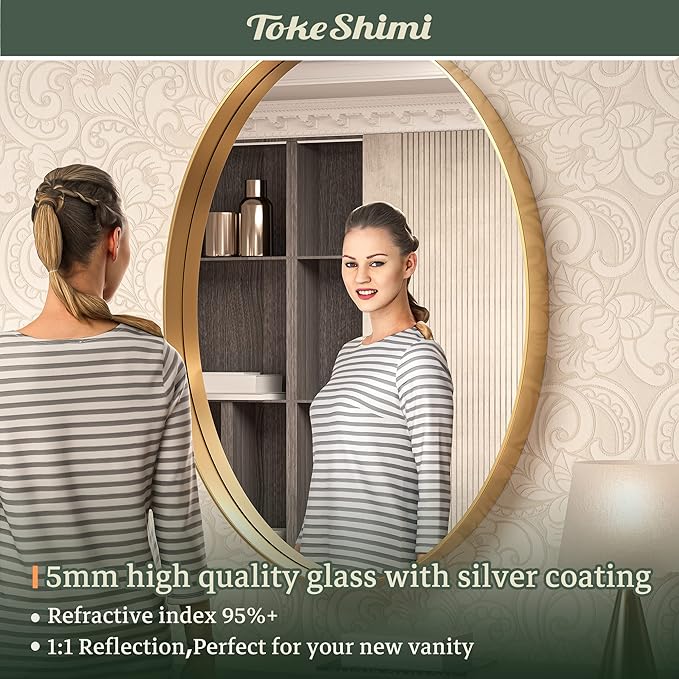 TokeShimi Gold Oval Wall Bathroom Mirror 22x30 Inch - Image 9
