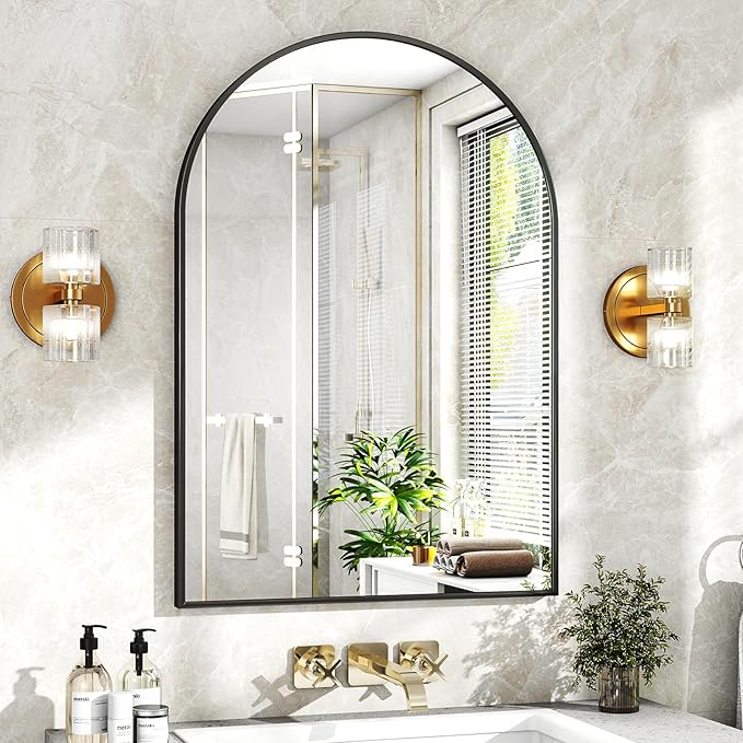 26"x38" Arched Wall Mirror for Bathroom, Living Room, Decorative Hanging Mirror - Image 3