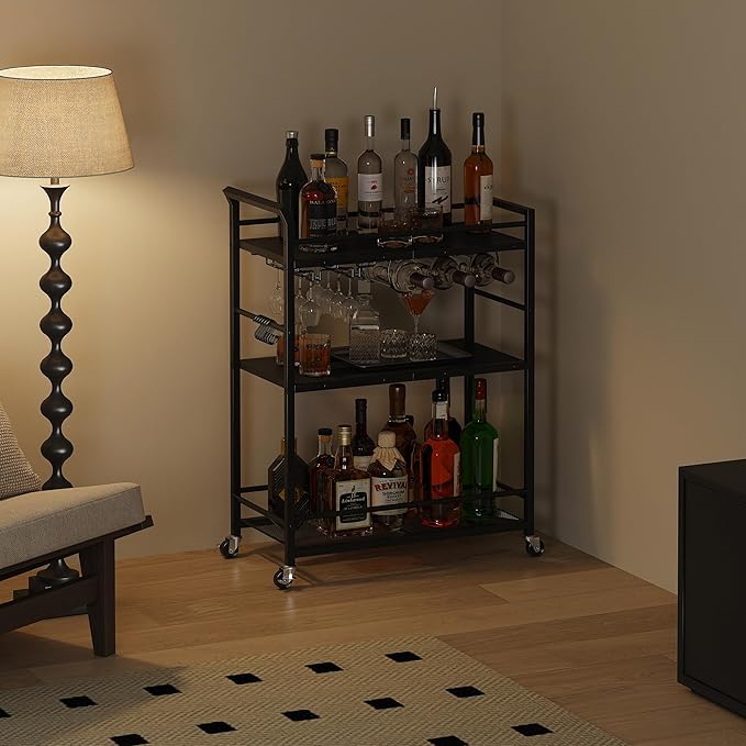 3 Tier Bar Cart, Home Bar Serving Cart - Image 3