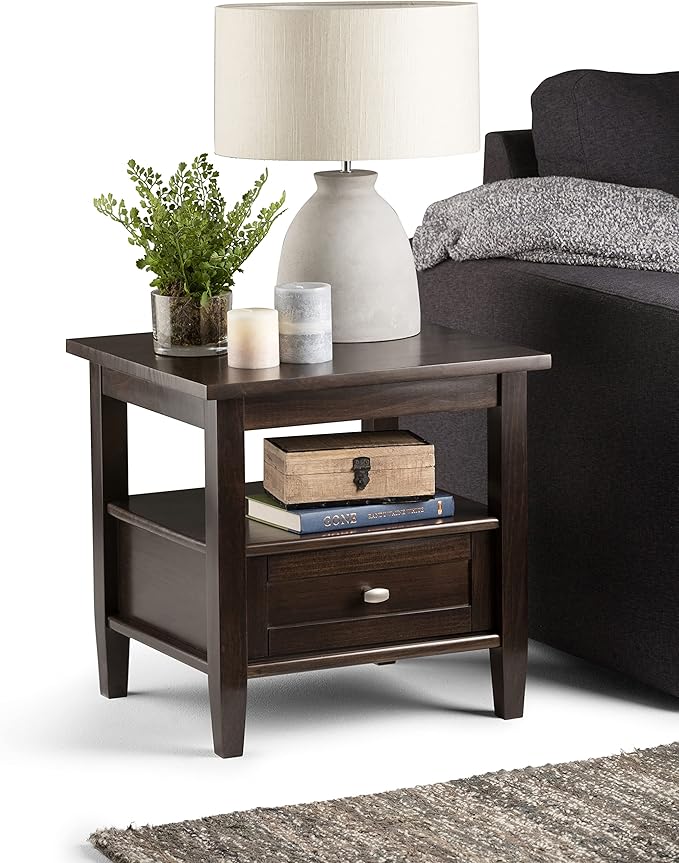 SIMPLIHOME Warm Shaker SOLID WOOD 20 inch Wide Rectangle Transitional End Side - Image 4