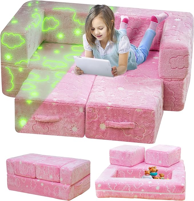 Lamerge Toddler Couch Glow in The Dark Toddler Fold Out Couch by LAMERGE-GROWWITHLOVE