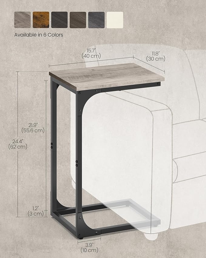 VASAGLE C-Shaped End Table, Small Side Table - Image 3