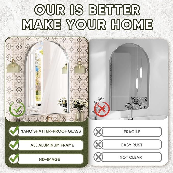 Suidia 22" x 30" Bathroom Mirror, Bathroom Vanity Mirror Metal Framed, - Image 4