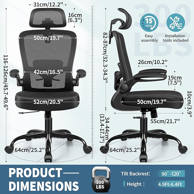 FelixKing Ergonomic Office Chair, Headrest Desk Chair - Image 3