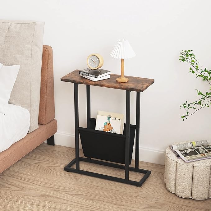 Yusong Small Narrow Side Table for Small Spaces, 17.7" W Slim End Table - Image 9