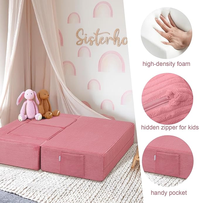 MeMoreCool Modular Kids Couch, Corduroy Play Toddler Couch - Image 7