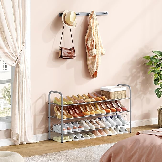 Hoctieon 3 Tier Mesh Style Shoe Rack, Entryway Shoe Shelf, Shoe Storage - Image 5