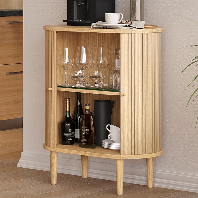 WERMO 28'' Bar Cabinet with Storage and Shelves - Image 4