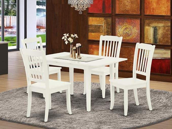 East West Furniture NODA5-LWH-W 5 Piece Modern Dining Table Set Includes a - Image 6