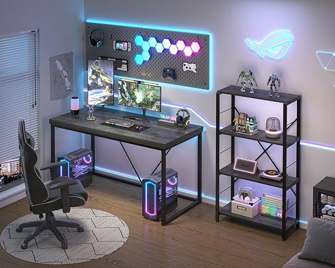 EXCEFUR Modern Computer Desk, Small Home Office Desk, Wood and Metal Writing - Image 3