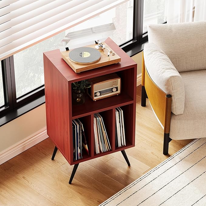 Record Player Stand, Vinyl Record Storage Cabinet by Furninova