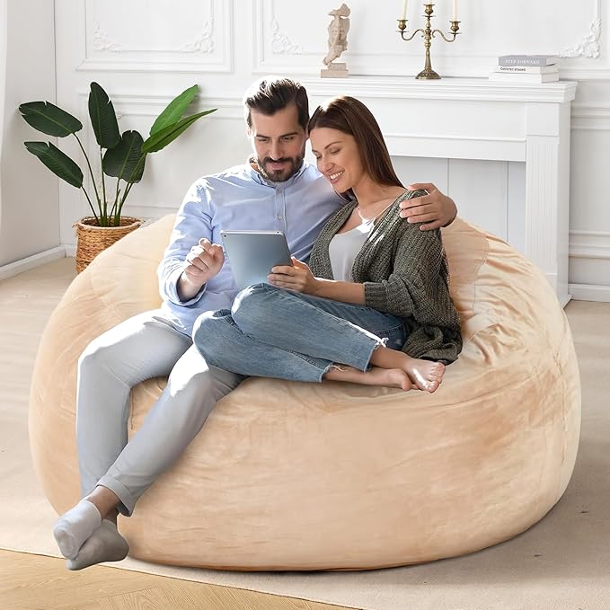 HABUTWAY Bean Bag Chair: Giant 5' Memory Foam Furniture Bean Bag Chair - 5Ft - Image 2