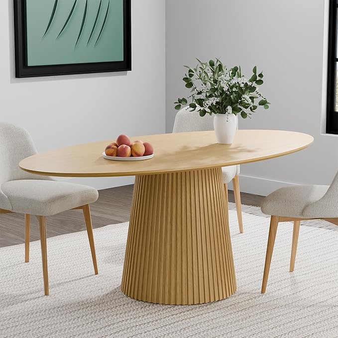 Casaphoria 67" Oval Dining Table, Modern Wood Kitchen Table by Casaphoria