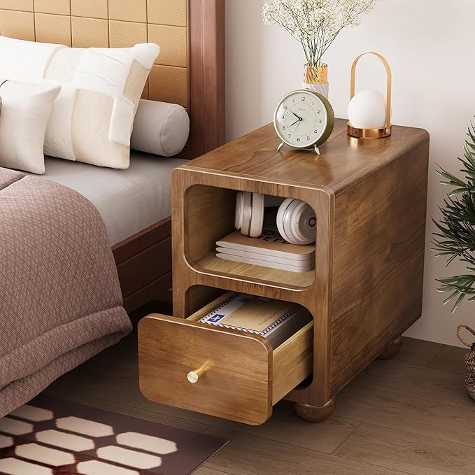 Solid Wood Nightstand, Narrow Night Stand - Image 2