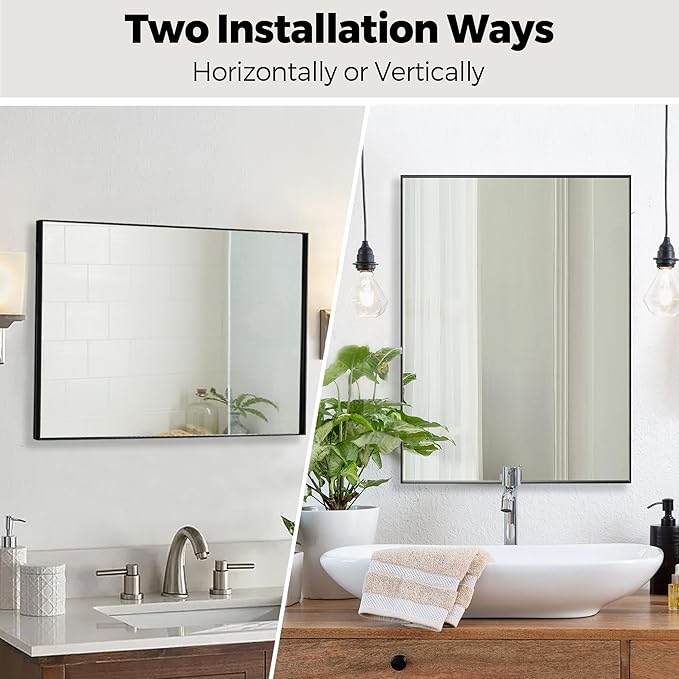 30x40 Inch Black Bathroom Mirror - Image 7