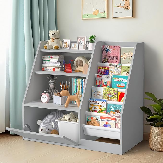 TOETOL Kids Bookshelf & Book Storage, 3 Tier Wooden Toddler Bookshelf - Image 4