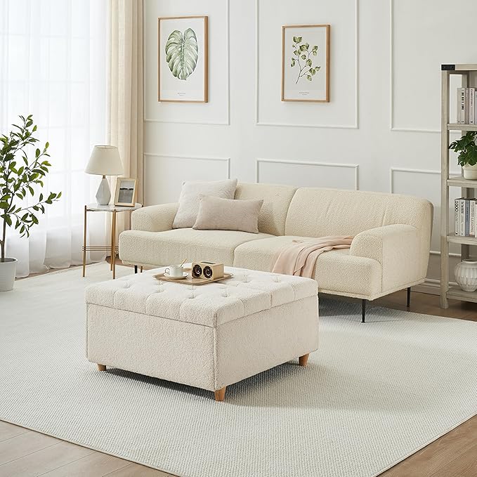 GAOMON Sherpa Storage Ottoman Coffee Table - Image 7