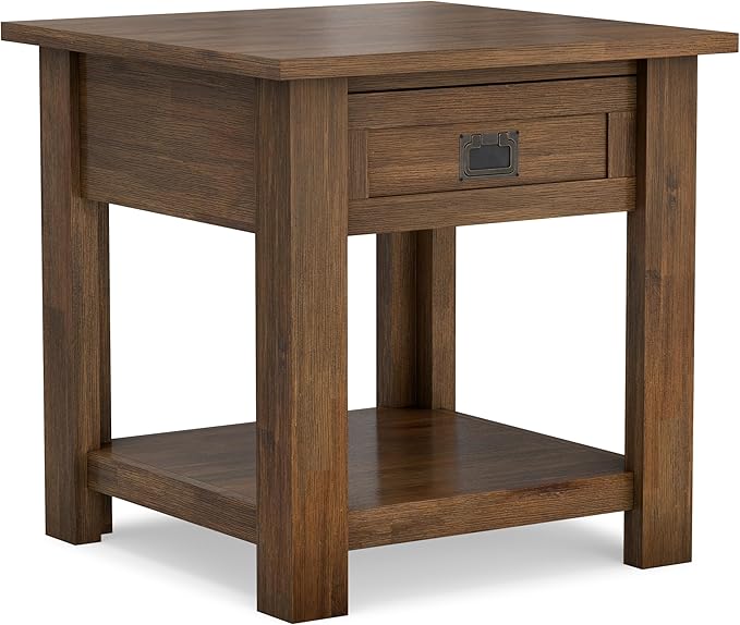 SIMPLIHOME Monroe SOLID ACACIA WOOD 22 inch Wide Square Rustic End Table in by SimpliHome