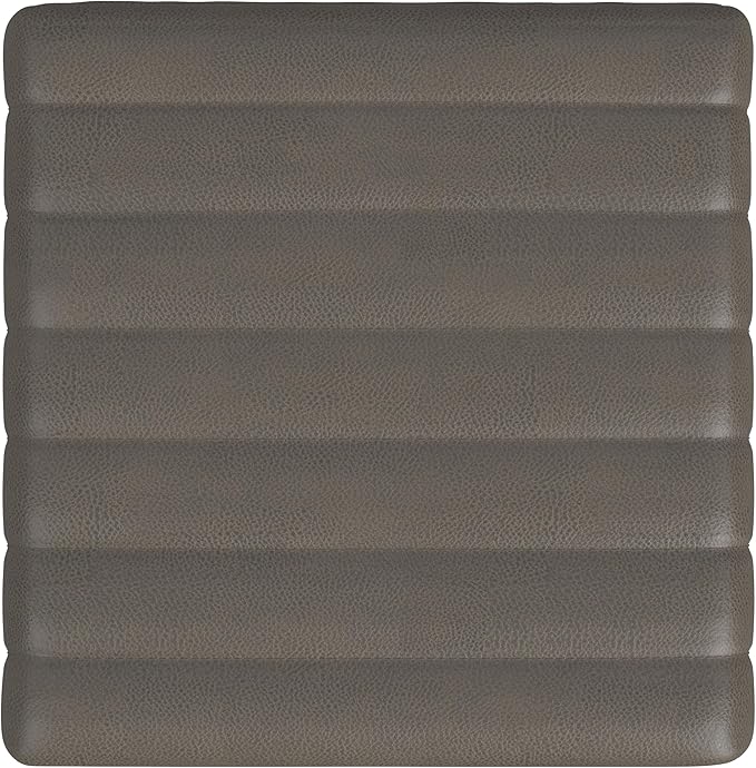 HomePop Modern Channel Tufted Faux Leather Ottoman Home Décor|Ottoman - Image 6