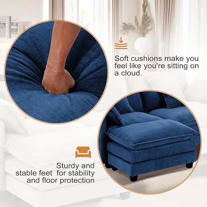 Furniliving 112‘’ L-Shaped Sofa, Luxury Chenille Modular Sectional Couches - Image 5