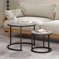 Round Coffee Table Set of 2 for Living Room, Nesting Tables Metal Frame/Wood by Unknown
