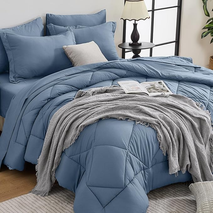 HEVUMYI Dusty Blue Full Comforter Set by HEVUMYI