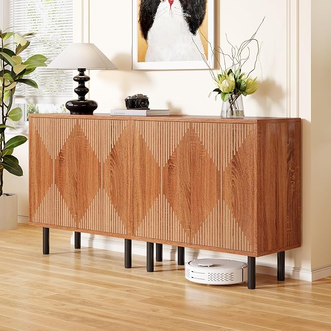 LITTLE TREE 59 Inches Long Sideboard Buffet Cabinet, Vintage Storage Cabinet - Image 2
