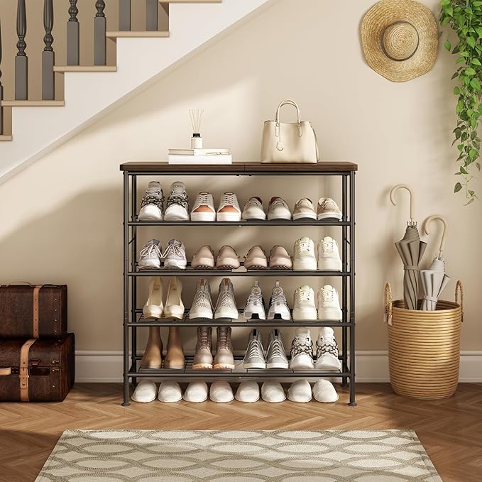 Shoe Rack Organizer 5 Tier for Closet Entryway Free Standing Metal Storage Shoe - Image 2