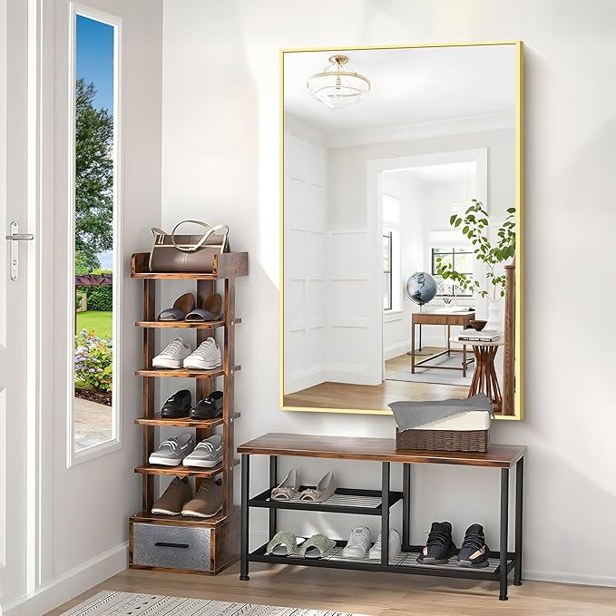 40x60inch Gold Bathroom Mirror, Large Rectangular Wall Mirrors - Image 7
